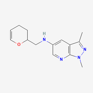 molecular formula C14H18N4O B7554441 N-(3,4-dihydro-2H-pyran-2-ylmethyl)-1,3-dimethylpyrazolo[3,4-b]pyridin-5-amine 