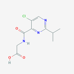molecular formula C10H12ClN3O3 B7554582 2-[(5-Chloro-2-propan-2-ylpyrimidine-4-carbonyl)amino]acetic acid 