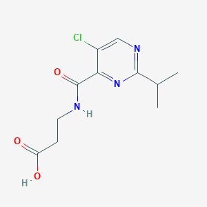 molecular formula C11H14ClN3O3 B7554588 3-[(5-Chloro-2-propan-2-ylpyrimidine-4-carbonyl)amino]propanoic acid 