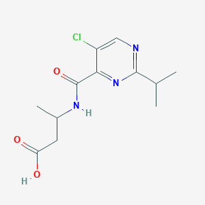 molecular formula C12H16ClN3O3 B7554591 3-[(5-Chloro-2-propan-2-ylpyrimidine-4-carbonyl)amino]butanoic acid 