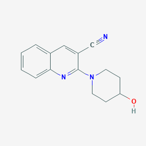 molecular formula C15H15N3O B7554614 2-(4-Hydroxypiperidin-1-yl)quinoline-3-carbonitrile 
