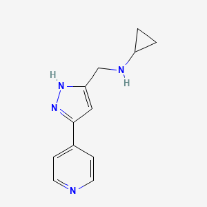 molecular formula C12H14N4 B7554642 N-[(3-pyridin-4-yl-1H-pyrazol-5-yl)methyl]cyclopropanamine 