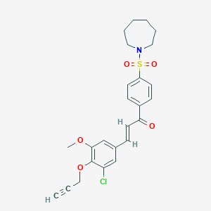 (E)-1-[4-(azepan-1-ylsulfonyl)phenyl]-3-(3-chloro-5-methoxy-4-prop-2-ynoxyphenyl)prop-2-en-1-one