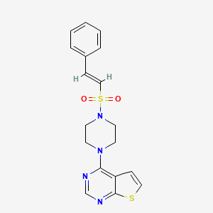 molecular formula C18H18N4O2S2 B7554678 4-[4-[(E)-2-phenylethenyl]sulfonylpiperazin-1-yl]thieno[2,3-d]pyrimidine 