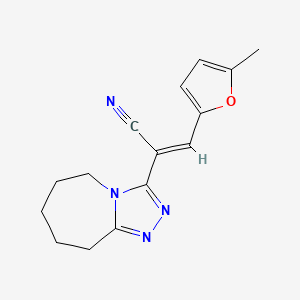 molecular formula C15H16N4O B7554699 (E)-3-(5-methylfuran-2-yl)-2-(6,7,8,9-tetrahydro-5H-[1,2,4]triazolo[4,3-a]azepin-3-yl)prop-2-enenitrile 