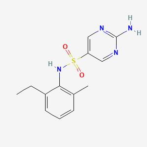 molecular formula C13H16N4O2S B7554744 2-amino-N-(2-ethyl-6-methylphenyl)pyrimidine-5-sulfonamide 