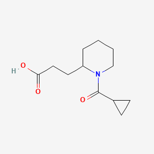 molecular formula C12H19NO3 B7554781 3-[1-(Cyclopropanecarbonyl)piperidin-2-yl]propanoic acid 