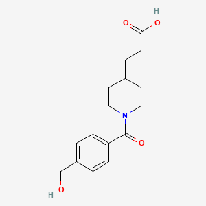 molecular formula C16H21NO4 B7554797 3-[1-[4-(Hydroxymethyl)benzoyl]piperidin-4-yl]propanoic acid 