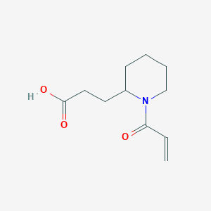 molecular formula C11H17NO3 B7554799 3-(1-Prop-2-enoylpiperidin-2-yl)propanoic acid 