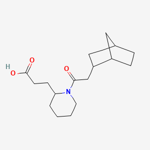 molecular formula C17H27NO3 B7554803 3-[1-[2-(2-Bicyclo[2.2.1]heptanyl)acetyl]piperidin-2-yl]propanoic acid 
