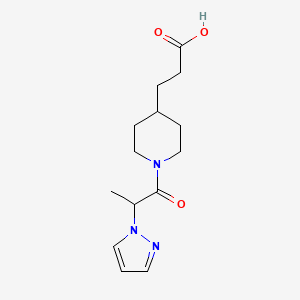 molecular formula C14H21N3O3 B7554809 3-[1-(2-Pyrazol-1-ylpropanoyl)piperidin-4-yl]propanoic acid 