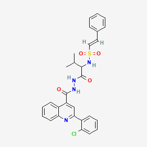 (E)-N-[1-[2-[2-(2-chlorophenyl)quinoline-4-carbonyl]hydrazinyl]-3-methyl-1-oxobutan-2-yl]-2-phenylethenesulfonamide