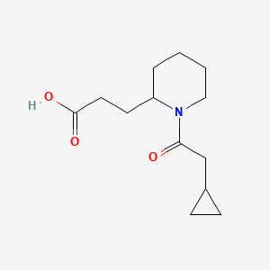 molecular formula C13H21NO3 B7554857 3-[1-(2-Cyclopropylacetyl)piperidin-2-yl]propanoic acid 