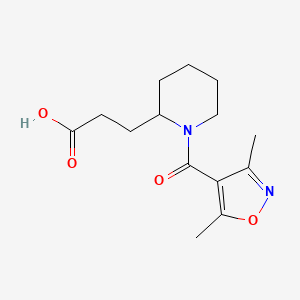 molecular formula C14H20N2O4 B7554886 3-[1-(3,5-Dimethyl-1,2-oxazole-4-carbonyl)piperidin-2-yl]propanoic acid 