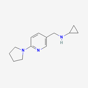 molecular formula C13H19N3 B7554937 N-[(6-pyrrolidin-1-ylpyridin-3-yl)methyl]cyclopropanamine 