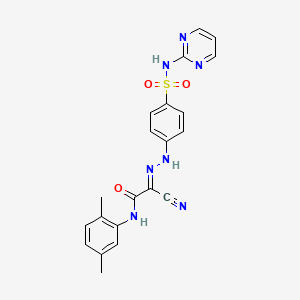 molecular formula C21H19N7O3S B7554941 (1E)-2-(2,5-dimethylanilino)-2-oxo-N-[4-(pyrimidin-2-ylsulfamoyl)anilino]ethanimidoyl cyanide 