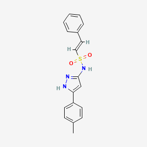 molecular formula C18H17N3O2S B7555047 (E)-N-[5-(4-methylphenyl)-1H-pyrazol-3-yl]-2-phenylethenesulfonamide 