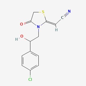 molecular formula C13H11ClN2O2S B7555056 (2Z)-2-[3-[2-(4-chlorophenyl)-2-hydroxyethyl]-4-oxo-1,3-thiazolidin-2-ylidene]acetonitrile 