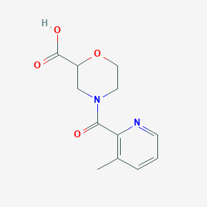 molecular formula C12H14N2O4 B7555109 4-(3-Methylpyridine-2-carbonyl)morpholine-2-carboxylic acid 