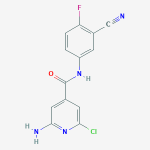 molecular formula C13H8ClFN4O B7555163 2-amino-6-chloro-N-(3-cyano-4-fluorophenyl)pyridine-4-carboxamide 