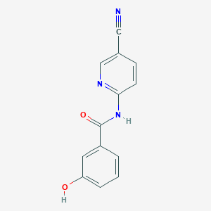 molecular formula C13H9N3O2 B7555190 N-(5-cyanopyridin-2-yl)-3-hydroxybenzamide 