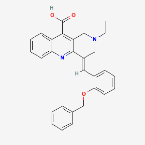 molecular formula C29H26N2O3 B7555194 (4E)-2-ethyl-4-[(2-phenylmethoxyphenyl)methylidene]-1,3-dihydrobenzo[b][1,6]naphthyridine-10-carboxylic acid 