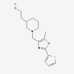 molecular formula C16H22N2O2S B7555199 2-[1-[(5-Methyl-2-thiophen-2-yl-1,3-oxazol-4-yl)methyl]piperidin-3-yl]ethanol 