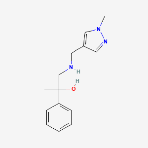 molecular formula C14H19N3O B7555270 1-[(1-Methylpyrazol-4-yl)methylamino]-2-phenylpropan-2-ol 