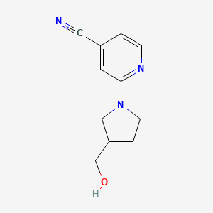 molecular formula C11H13N3O B7555297 2-(3-(Hydroxymethyl)pyrrolidin-1-yl)isonicotinonitrile 
