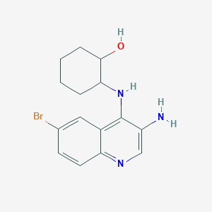 molecular formula C15H18BrN3O B7555299 2-[(3-Amino-6-bromoquinolin-4-yl)amino]cyclohexan-1-ol 