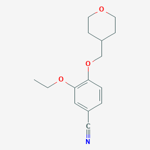 molecular formula C15H19NO3 B7555351 3-Ethoxy-4-(oxan-4-ylmethoxy)benzonitrile 