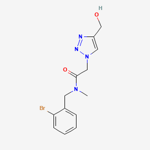 molecular formula C13H15BrN4O2 B7555372 N-[(2-bromophenyl)methyl]-2-[4-(hydroxymethyl)triazol-1-yl]-N-methylacetamide 