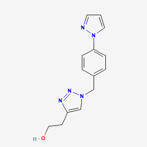 molecular formula C14H15N5O B7555400 2-[1-[(4-Pyrazol-1-ylphenyl)methyl]triazol-4-yl]ethanol 