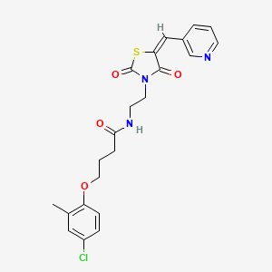 4-(4-chloro-2-methylphenoxy)-N-[2-[(5E)-2,4-dioxo-5-(pyridin-3-ylmethylidene)-1,3-thiazolidin-3-yl]ethyl]butanamide