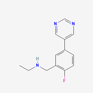 molecular formula C13H14FN3 B7555455 N-[(2-fluoro-5-pyrimidin-5-ylphenyl)methyl]ethanamine 