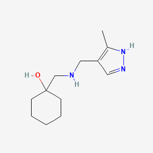 molecular formula C12H21N3O B7555459 1-[[(5-methyl-1H-pyrazol-4-yl)methylamino]methyl]cyclohexan-1-ol 