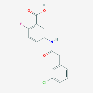molecular formula C15H11ClFNO3 B7555507 5-[[2-(3-Chlorophenyl)acetyl]amino]-2-fluorobenzoic acid 
