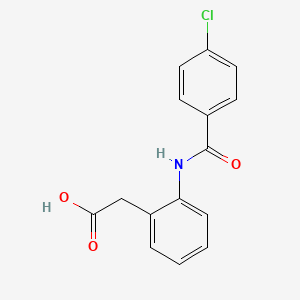molecular formula C15H12ClNO3 B7555541 2-[2-[(4-Chlorobenzoyl)amino]phenyl]acetic acid 