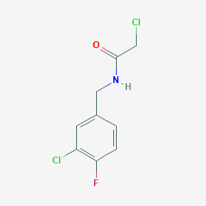 molecular formula C9H8Cl2FNO B7555553 2-chloro-N-[(3-chloro-4-fluorophenyl)methyl]acetamide 