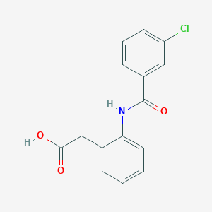 molecular formula C15H12ClNO3 B7555590 2-[2-[(3-Chlorobenzoyl)amino]phenyl]acetic acid 