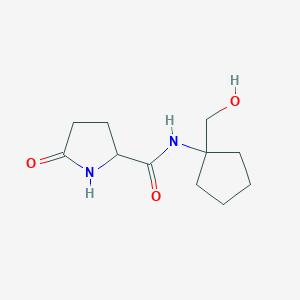 molecular formula C11H18N2O3 B7555591 N-[1-(hydroxymethyl)cyclopentyl]-5-oxopyrrolidine-2-carboxamide 