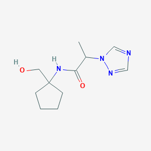 molecular formula C11H18N4O2 B7555624 N-[1-(hydroxymethyl)cyclopentyl]-2-(1,2,4-triazol-1-yl)propanamide 
