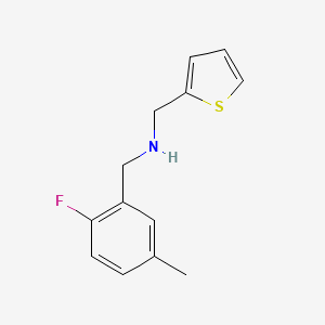 molecular formula C13H14FNS B7555634 N-[(2-fluoro-5-methylphenyl)methyl]-1-thiophen-2-ylmethanamine 