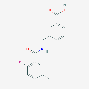 molecular formula C16H14FNO3 B7555662 3-[[(2-Fluoro-5-methylbenzoyl)amino]methyl]benzoic acid 
