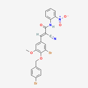 (E)-3-[3-bromo-4-[(4-bromophenyl)methoxy]-5-methoxyphenyl]-2-cyano-N-(2-nitrophenyl)prop-2-enamide