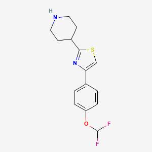 molecular formula C15H16F2N2OS B7555689 4-[4-(Difluoromethoxy)phenyl]-2-piperidin-4-yl-1,3-thiazole 