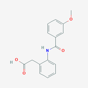 molecular formula C16H15NO4 B7555698 2-[2-[(3-Methoxybenzoyl)amino]phenyl]acetic acid 