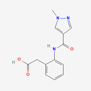 molecular formula C13H13N3O3 B7555704 2-[2-[(1-Methylpyrazole-4-carbonyl)amino]phenyl]acetic acid 
