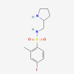 molecular formula C12H17FN2O2S B7555712 4-fluoro-2-methyl-N-(pyrrolidin-2-ylmethyl)benzenesulfonamide 