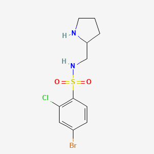 molecular formula C11H14BrClN2O2S B7555719 4-bromo-2-chloro-N-(pyrrolidin-2-ylmethyl)benzenesulfonamide 
